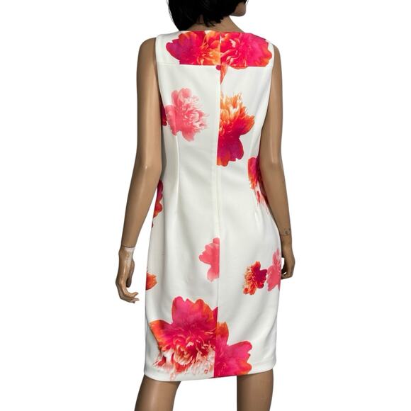 Calvin Klein Floral Scuba Knit Sheath Dress 10 Sunburst Bloomcore Party Wedding - Picture 7 of 14